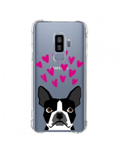 Coque Samsung S9 Plus Boston Terrier Coeurs Chien Transparente - Pet Friendly