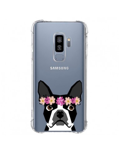 Coque Samsung S9 Plus Boston Terrier Fleurs Chien Transparente - Pet Friendly