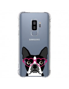 Coque Samsung S9 Plus Boston Terrier Lunettes Coeurs...