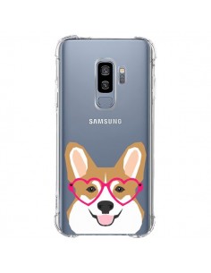 Coque Samsung S9 Plus Chien Marrant Lunettes Coeurs...