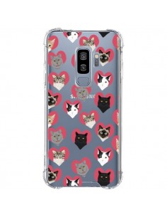 Coque Samsung S9 Plus Chats Coeurs Transparente - Pet...