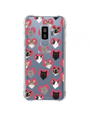 Coque Samsung S9 Plus Chats Coeurs Transparente - Pet Friendly