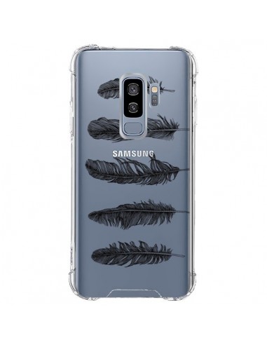 Coque Samsung S9 Plus Plume Feather Noir Transparente - Rachel Caldwell