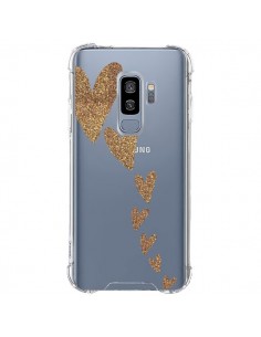 Coque Samsung S9 Plus Coeur Falling Gold Hearts...