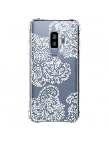 Coque Samsung S9 Plus Lacey Paisley Mandala Blanc Fleur Transparente - Sylvia Cook