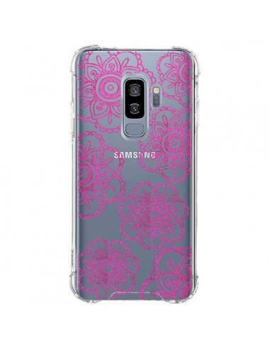 Coque Samsung S9 Plus Pink Doodle Flower Mandala Rose Fleur Transparente - Sylvia Cook
