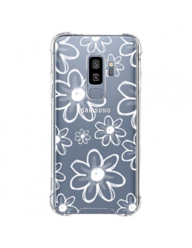 Coque Samsung S9 Plus Mandala Blanc White Flower Transparente - Sylvia Cook