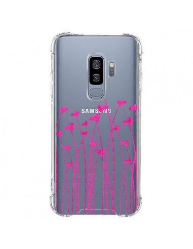 Coque Samsung S9 Plus Love in Pink Amour Rose Fleur Transparente - Sylvia Cook