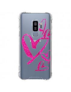 Coque Samsung S9 Plus Pink Heart Coeur Rose Transparente...