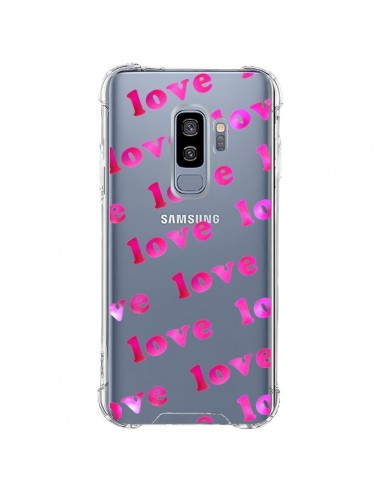 Coque Samsung S9 Plus Pink Love Rose Transparente - Sylvia Cook
