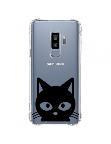 Coque Samsung S9 Plus Tête Chat Noir Cat Transparente - Yohan B.