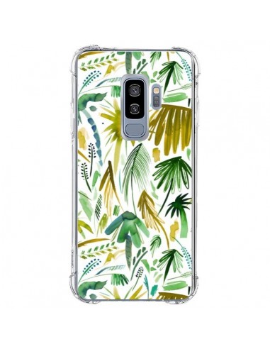 Coque Samsung S9 Plus Brushstrokes Tropical Palms Green - Ninola Design
