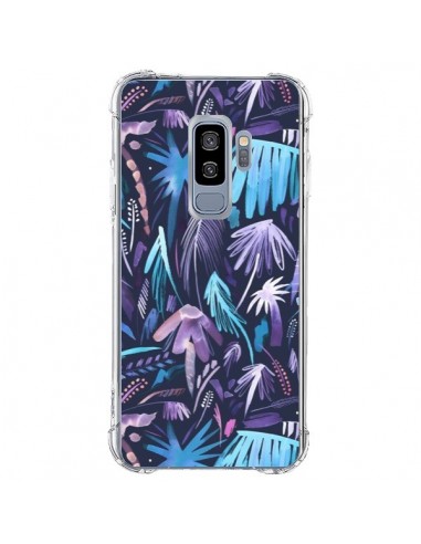 Coque Samsung S9 Plus Brushstrokes Tropical Palms Navy - Ninola Design