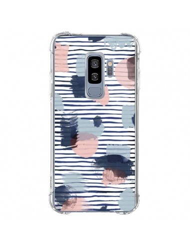 Coque Samsung S9 Plus Watercolor Stains Stripes Navy - Ninola Design