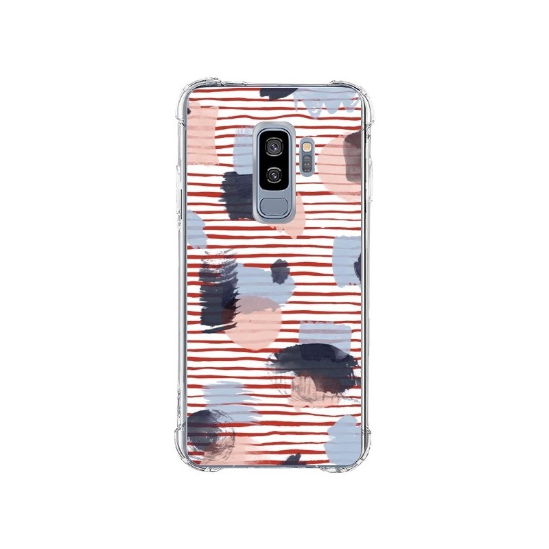 Coque Samsung S9 Plus Watercolor Stains Stripes Red - Ninola Design