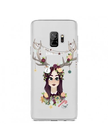 Coque Samsung S9 Christmas Girl Femme Noel Bois Cerf Transparente - Chapo