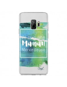 Coque Samsung S9 Je suis une Maman Merveilleuse Bleu Vert...
