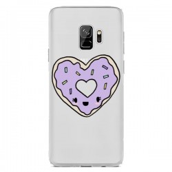 Coque Samsung S9 Donuts Heart Coeur Violet Transparente -...
