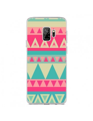 Coque Samsung S9 Azteque Rose Vert - Eleaxart