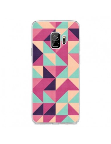 Coque Samsung S9 Azteque Triangle Rose Vert - Eleaxart