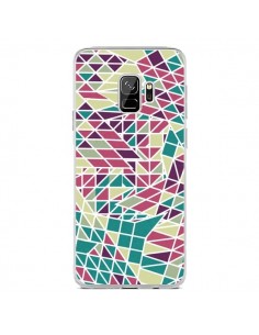 Coque Samsung S9 Azteque Triangles Vert Violet - Eleaxart