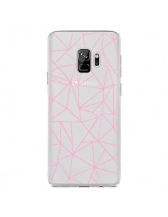 Coque Samsung S9 Lignes Triangle Rose Transparente -...