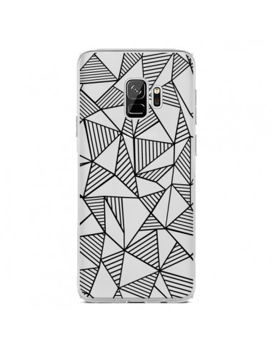 Coque Samsung S9 Lignes Grilles Triangles Grid Abstract Noir Transparente - Project M