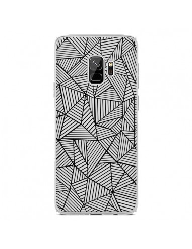 Coque Samsung S9 Lignes Grilles Triangles Full Grid Abstract Noir Transparente - Project M