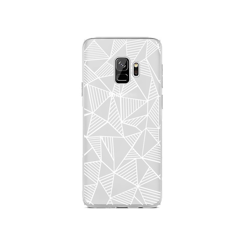 Coque Samsung S9 Lignes Grilles Triangles Grid Abstract Blanc Transparente - Project M
