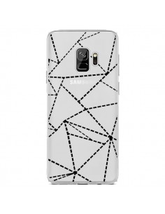 Coque Samsung S9 Lignes Points Abstract Noir Transparente...
