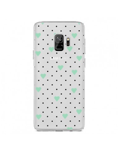 Coque Samsung S9 Point Coeur Mint Bleu Vert Pin Point Heart Transparente - Project M