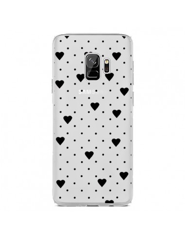 Coque Samsung S9 Point Coeur Noir Pin Point Heart Transparente - Project M