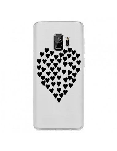 Coque Samsung S9 Coeurs Heart Love Noir Transparente - Project M