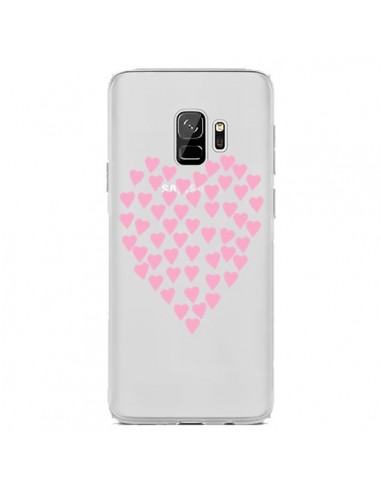 Coque Samsung S9 Coeurs Heart Love Rose Pink Transparente - Project M