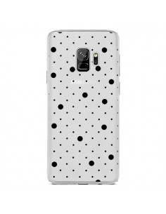 Coque Samsung S9 Point Noir Pin Point Transparente -...