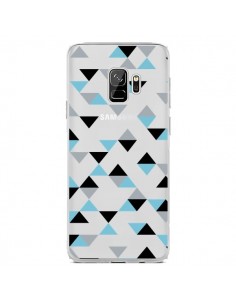 Coque Samsung S9 Triangles Ice Blue Bleu Noir...