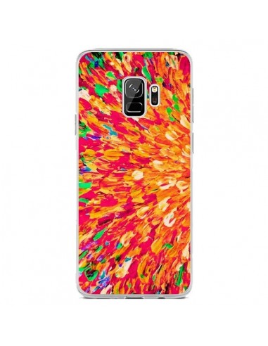 Coque Samsung S9 Fleurs Oranges Neon Splash - Ebi Emporium