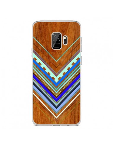 Coque Samsung S9 Azteque Arbutus Blue Bois Aztec Tribal - Jenny Mhairi