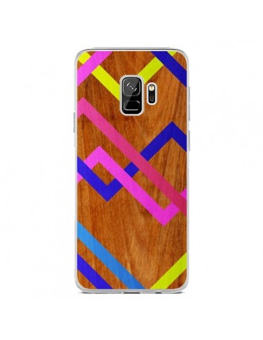 Coque Samsung S9 Pink Yellow Wooden Bois Azteque Aztec Tribal - Jenny Mhairi