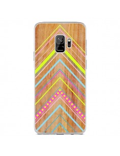 Coque Samsung S9 Wooden Chevron Pink Bois Azteque Aztec...
