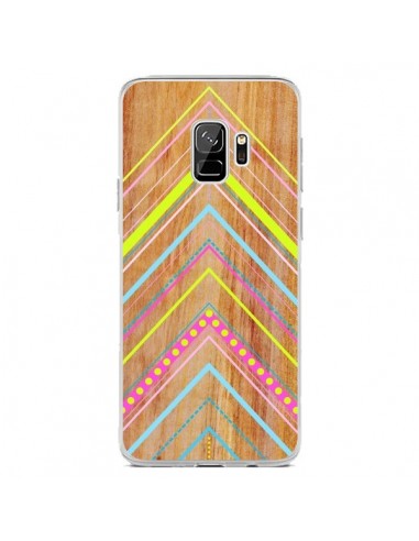 Coque Samsung S9 Wooden Chevron Pink Bois Azteque Aztec Tribal - Jenny Mhairi