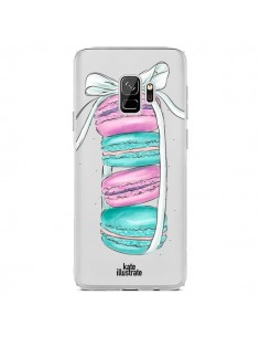 Coque Samsung S9 Macarons Pink Mint Rose Transparente -...