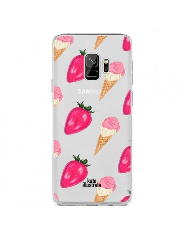 Coque Samsung S9 Strawberry Ice Cream Fraise Glace Transparente - kateillustrate
