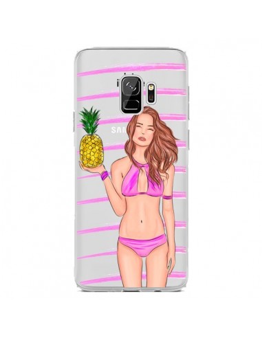 Coque Samsung S9 Malibu Ananas Plage Ete Rose Transparente - kateillustrate