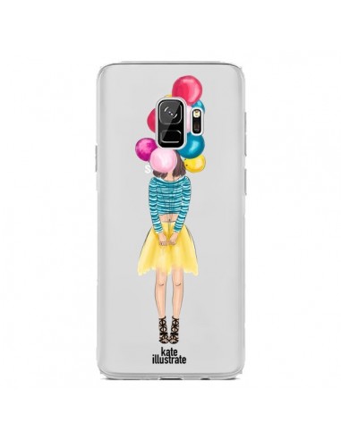 Coque Samsung S9 Girls Balloons Ballons Fille Transparente - kateillustrate