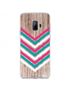 Coque Samsung S9 Tribal Aztèque Bois Wood Flèche Rose...