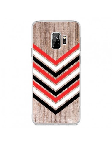 Coque Samsung S9 Tribal Aztèque Bois Wood Flèche Rouge Blanc Noir - Laetitia