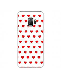 Coque Samsung S9 Coeurs Rouges Fond Blanc - Laetitia