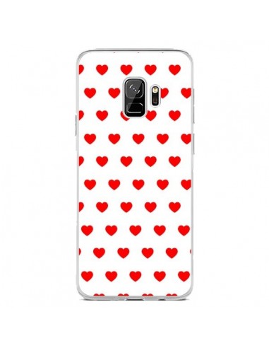 Coque Samsung S9 Coeurs Rouges Fond Blanc - Laetitia