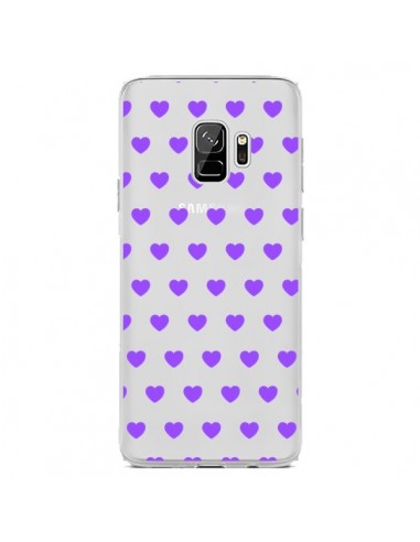 Coque Samsung S9 Coeur Heart Love Amour Violet Transparente - Laetitia